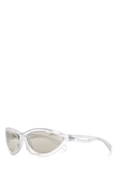 Prada Transparent Runaway Sunglasses In Gray