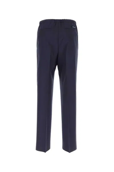 Fendi Blue Straight Pants In Wool Man In Blue