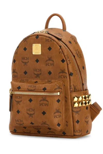 Mcm Printed Canvas Mini Stark Backpack In Brown