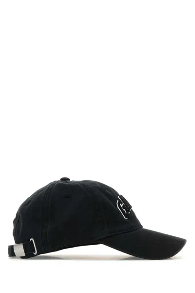 Ganni Womens Black Brand-embroidered Cotton-canvas Cap In Black