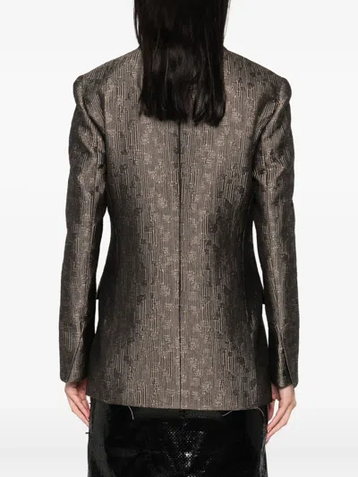 Giorgio Armani Textured Fabric Tailored Jacket In Brown