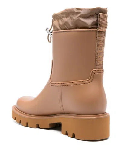 Moncler Ankle-length Waterproof Boots With Drawstring Closure In Brown