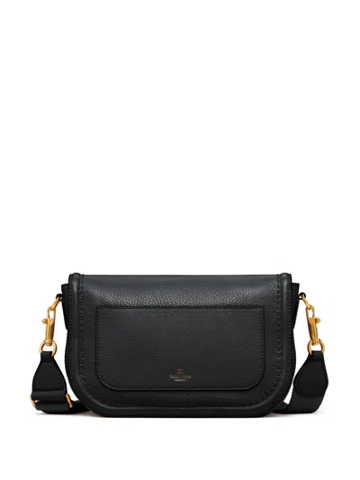 Valentino Vlogo Embellished Textured-leather Shoulder Bag