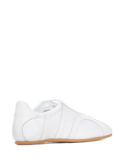 Totême Canvas Low-top Sneakers With Leather Profiles In White