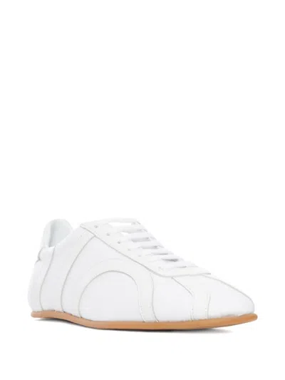 Totême Canvas Low-top Sneakers With Leather Profiles In White