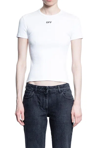 Off-white Off Stamp Ribbed T-shirt In White