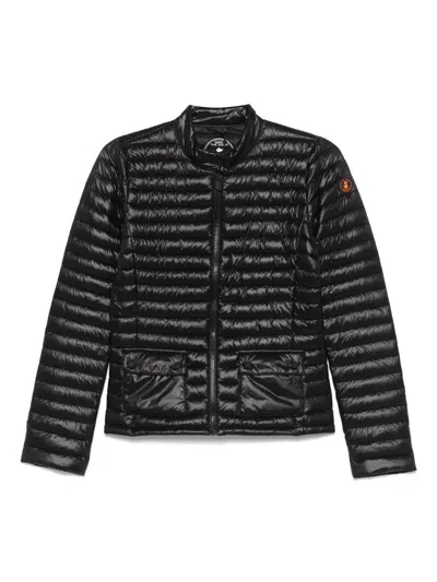 Save The Duck Quilted High-collar Jacket With Front Zip Closure In Black