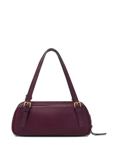 Versace Tag Shoulder Bag In Burgundy