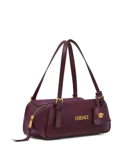 Versace Tag Shoulder Bag In Burgundy