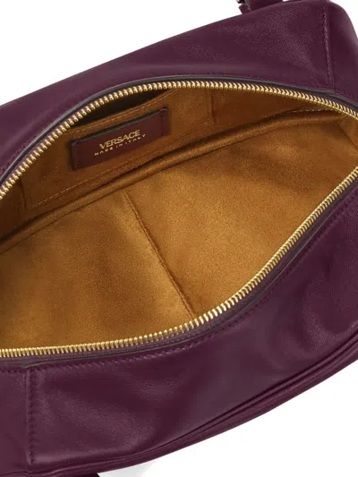 Versace Tag Shoulder Bag In Burgundy