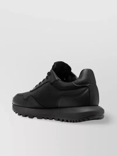 Emporio Armani Asv Recycled Nylon Sneakers With Regenerated Saffiano Details In Black