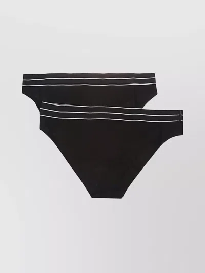 Emporio Armani Two-pack Of Asv Organic-cotton Briefs With Logo Waistband In Black