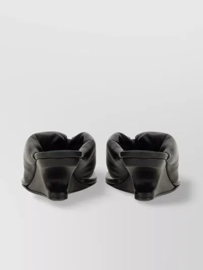 Rick Owens Square Toe Leather Sandal With Sculptural Heel