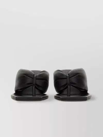 Rick Owens Square Toe Leather Sandal With Sculptural Heel