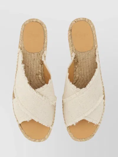 Castaã±er Crossed Straps Espadrille Sole Frayed Edges Sandals