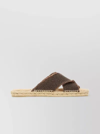Castaã±er Cross Strap Espadrille Sandal With Frayed Edges