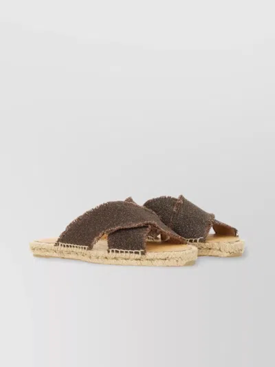 Castaã±er Cross Strap Espadrille Sandal With Frayed Edges