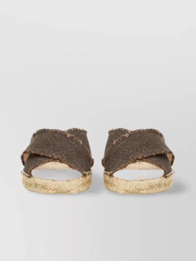Castaã±er Cross Strap Espadrille Sandal With Frayed Edges