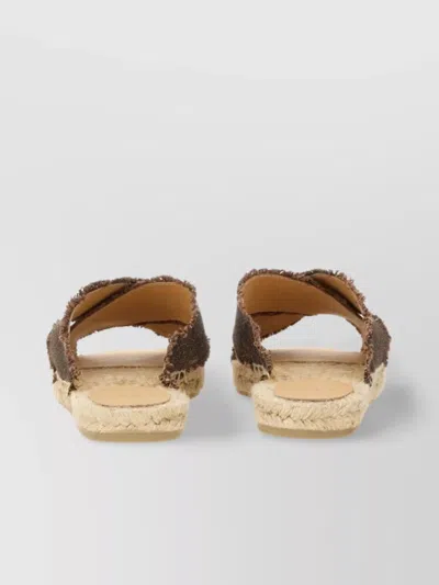 Castaã±er Cross Strap Espadrille Sandal With Frayed Edges