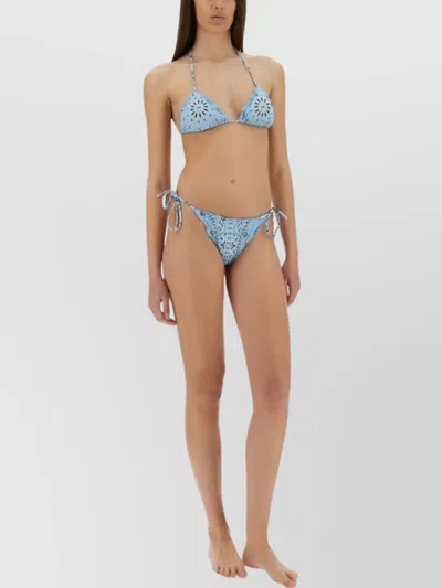 Mc2 Saint Barth Paisley Halter Tie-side Triangle Bikini In Blue