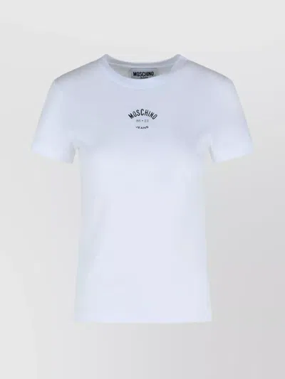 Moschino Crew Neck Short Sleeves Cotton T-shirt In Blue