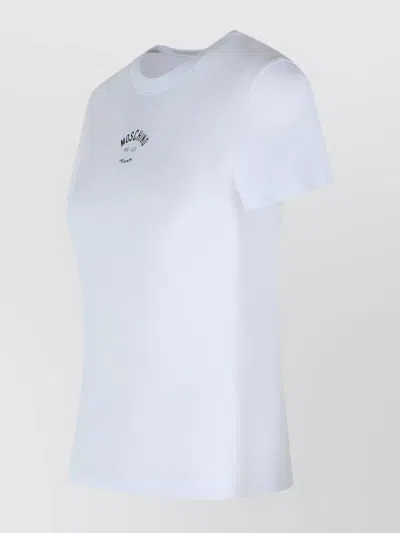 Moschino Crew Neck Short Sleeves Cotton T-shirt In Blue