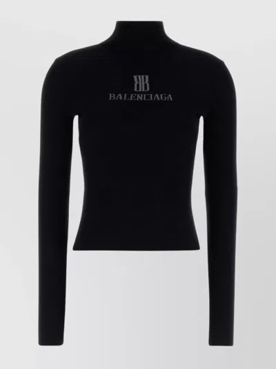 Balenciaga Women Turtleneck With Lettering Logo On The Front
