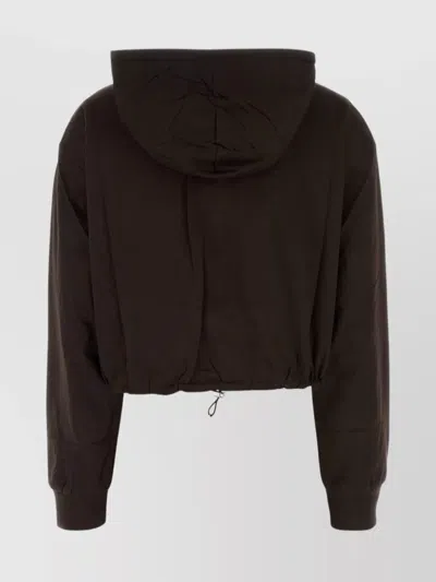 Prada Reversible Drawstring Hem Cotton Sweatshirt In Black