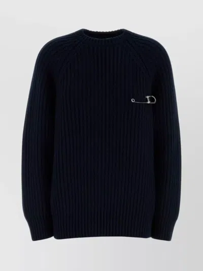 Prada Wool Blend Sweater With Safety Pin Detail In Blue