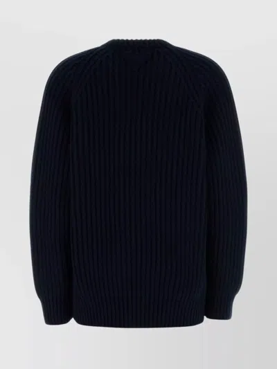 Prada Wool Blend Sweater With Safety Pin Detail In Blue