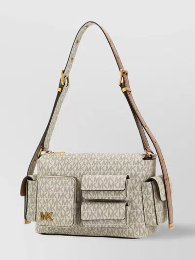 Michael Kors Printed Canvas Dakota Crossbody Bag In White