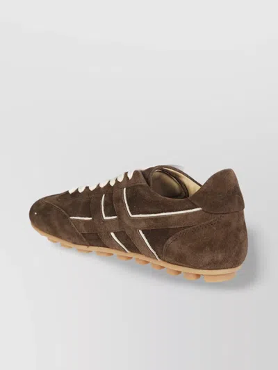 Hogan Stitched Contrast Rubber Sole Suede Finish