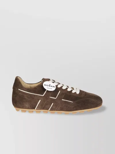 Hogan Stitched Contrast Rubber Sole Suede Finish