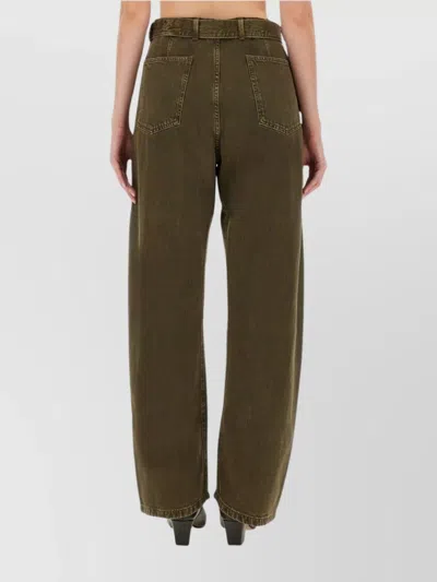 Lemaire Trousers Wide Leg Belt Loops In Green