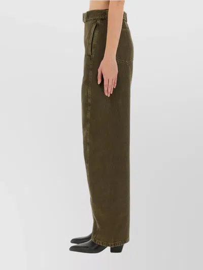 Lemaire Trousers Wide Leg Belt Loops In Green