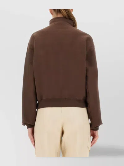 Jacquemus Grosgrain Sweatshirt With Turtleneck In Brown