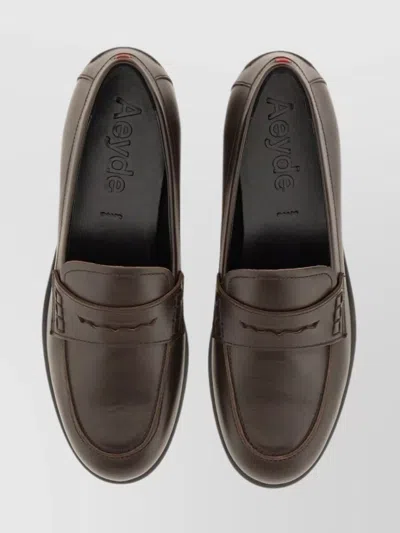Aeyde Leather Loafers With Penny Strap And Round Toe