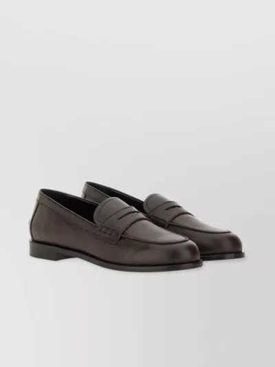 Aeyde Leather Loafers With Penny Strap And Round Toe