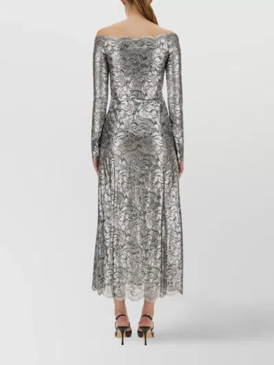 Rabanne Long Lace Dress In Gray