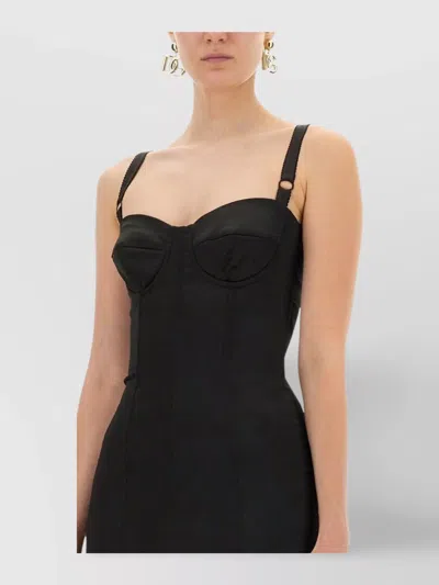 Dolce & Gabbana Strap Detailing Bustier Top Fitted Midi Dress In Black