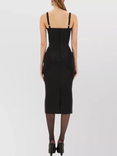 Dolce & Gabbana Strap Detailing Bustier Top Fitted Midi Dress In Black