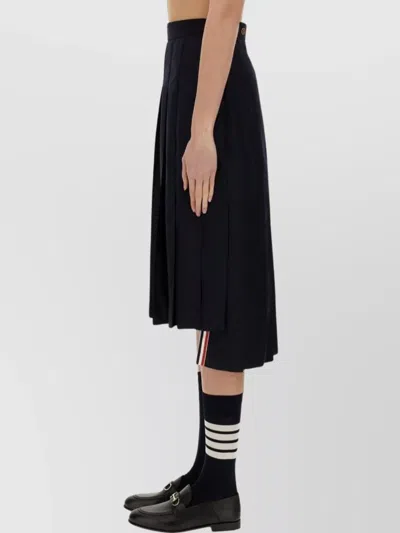 Thom Browne Pleated Buttoned High-waisted Knee-length Skirt In Black