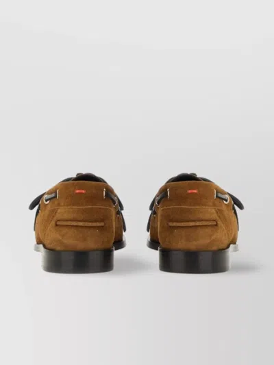 Aeyde Eyelet Lace Loafers Rubber Sole Suede Finish In Brown