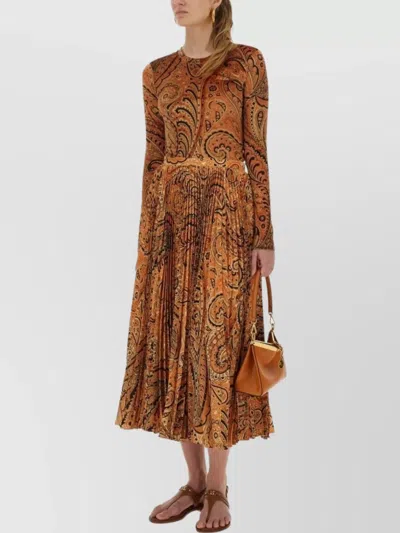Etro Fitted Paisley Pattern Pleated Midi Top In Multi