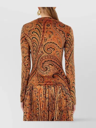 Etro Fitted Paisley Pattern Pleated Midi Top In Multi