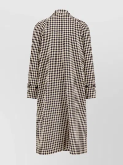 Valentino Coat With Vichy Pattern In Cotton And Wool In Gray