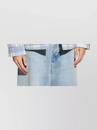 Woolrich Plaid Logo Jacket With Structured Collar In Blue