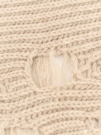 Mm6 Maison Margiela Wool Blend Scarf With Distressed Effect In Neutral