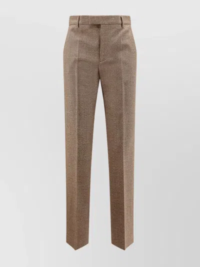 Mm6 Maison Margiela Wool Trousers With Front Crease And Pockets In Brown