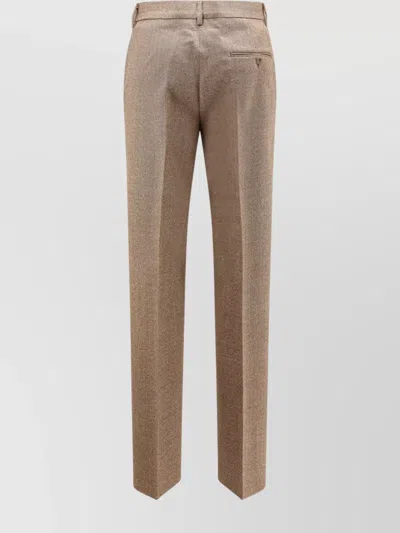 Mm6 Maison Margiela Wool Trousers With Front Crease And Pockets In Brown